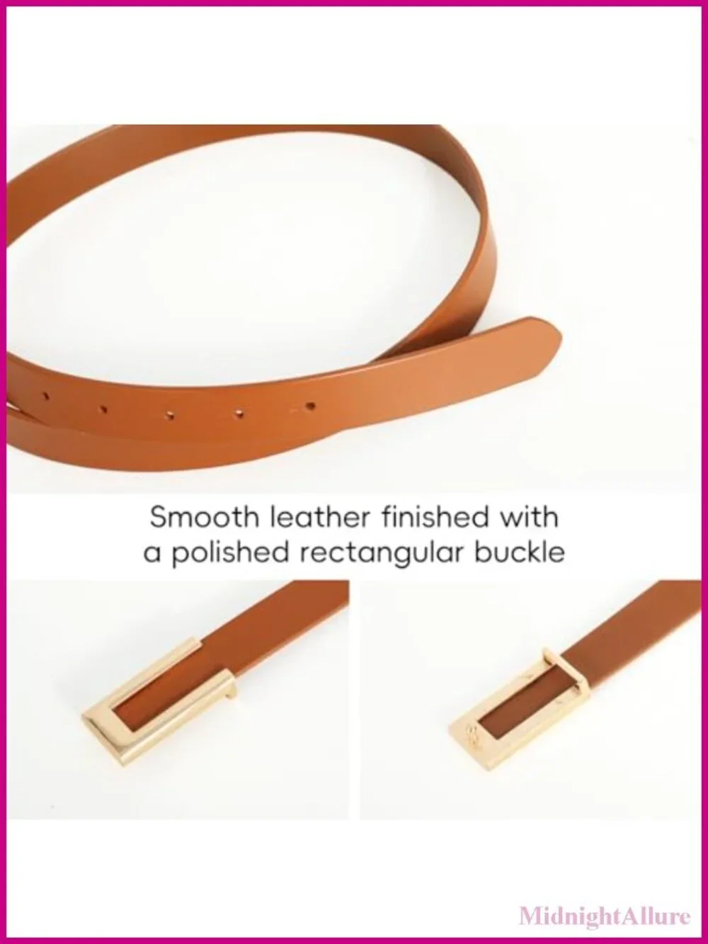 Womens Genuine Leather Skinny Belt with Gold-Tone Buckle